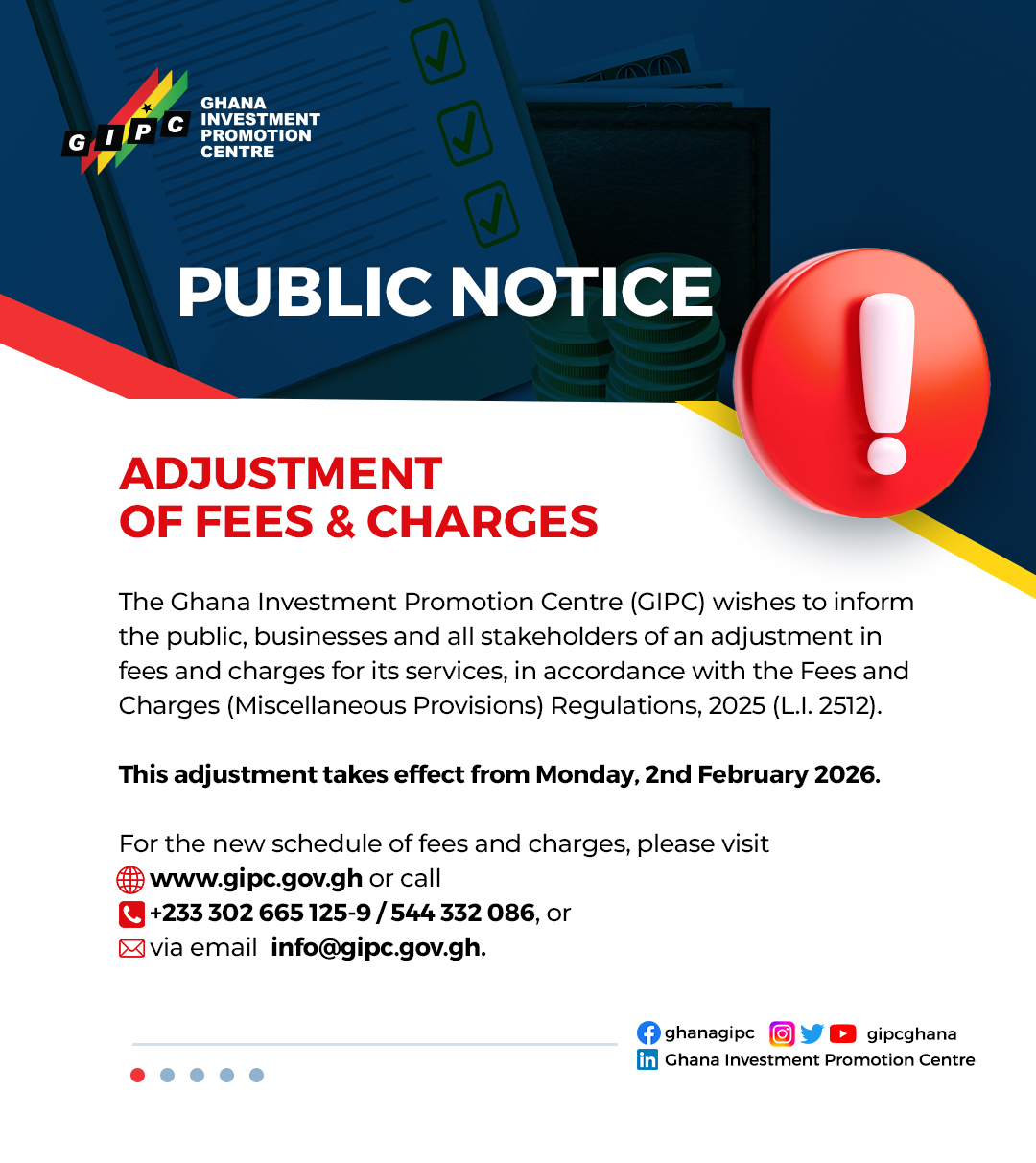 Public Notice Fees and Charges 2026